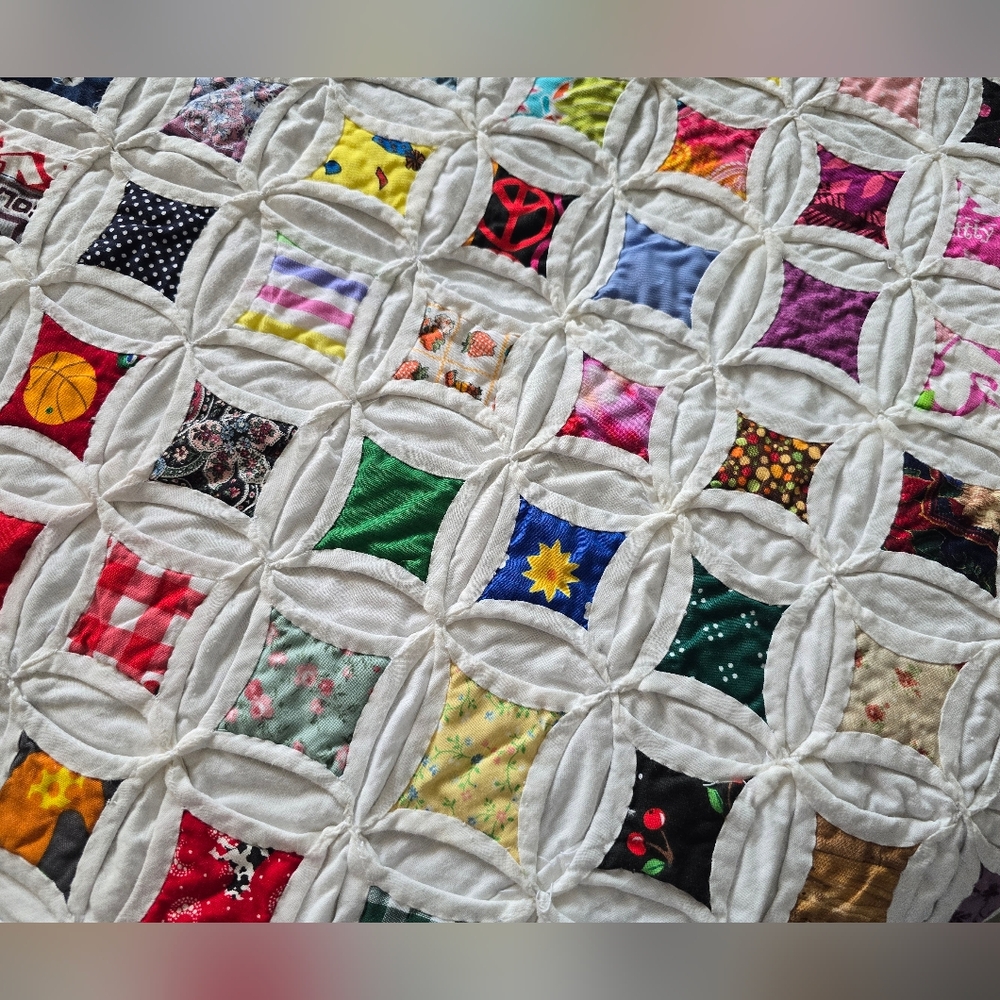 Hand Stitched Cathedral Window Quilt